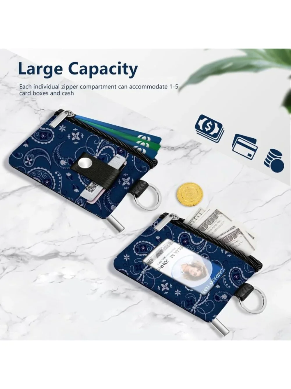 Mini Zip Wallet for Women | RFID Blocking Card Case with Clear ID Window